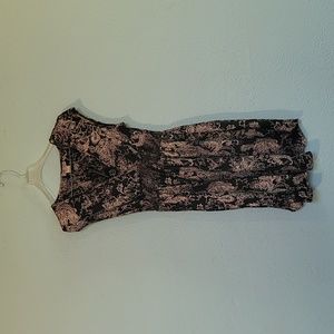 Francesca's Ophelia black/white paisley ruched dress L